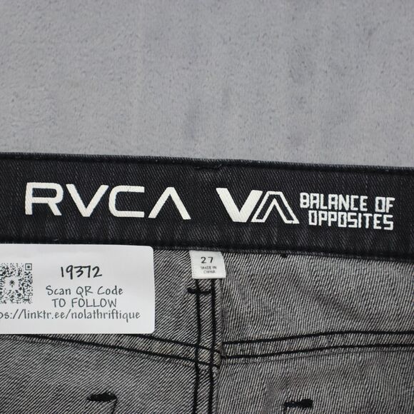 RVCA Pants Womens 27 Black Low Rise Single Row Button Straight Leg Denim Jeans - Picture 2 of 16